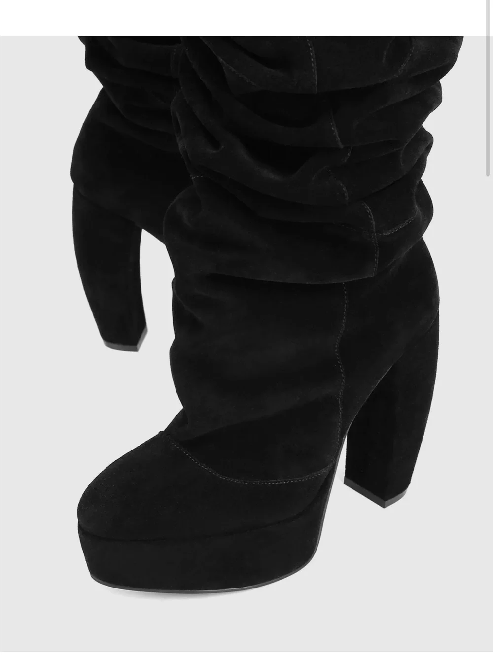 naked wardrobe Black Suede Over-the-Knee Slouch Platform Boots